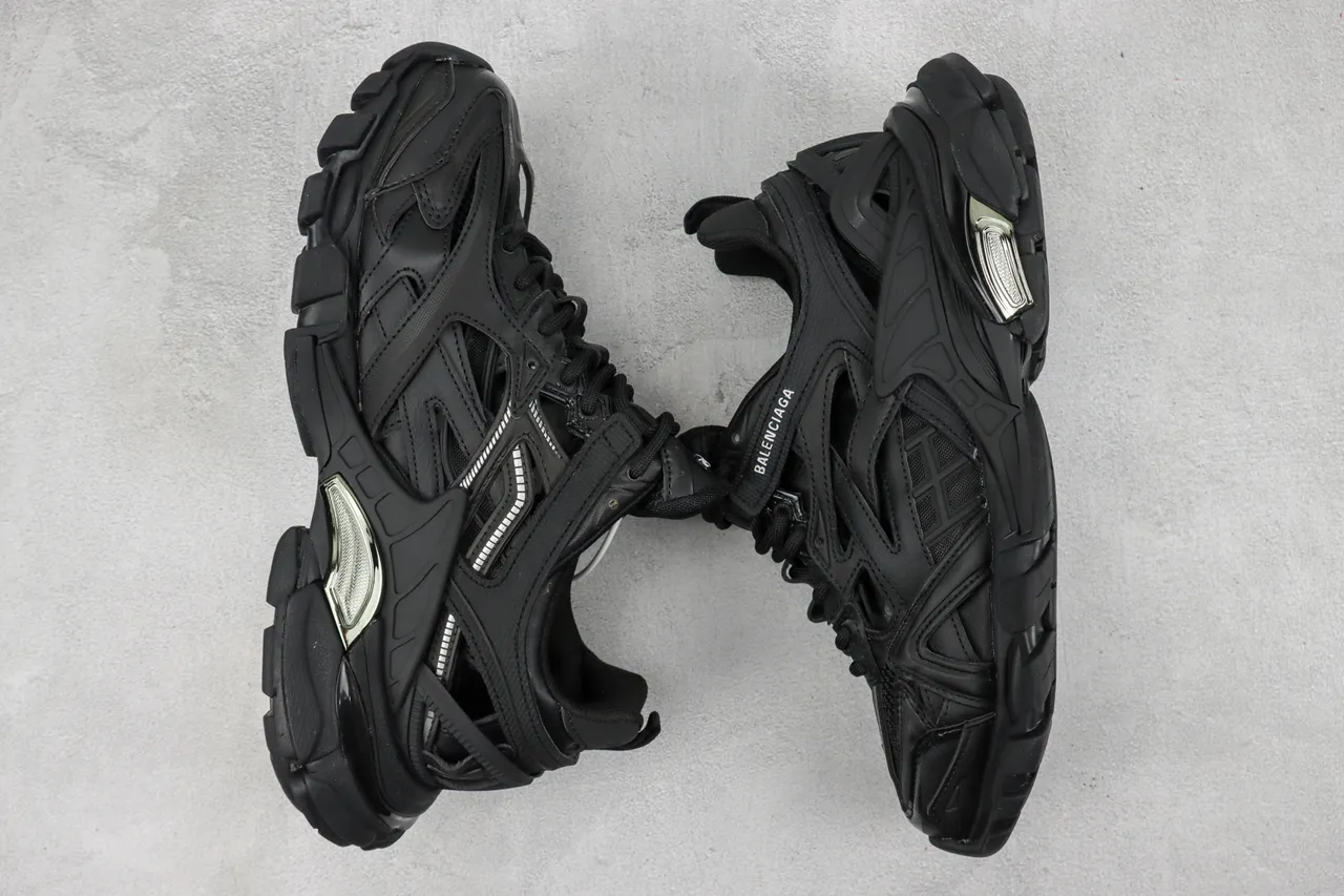Balenciaga Track Trainer Chaussures épaisses monochromes noires 2