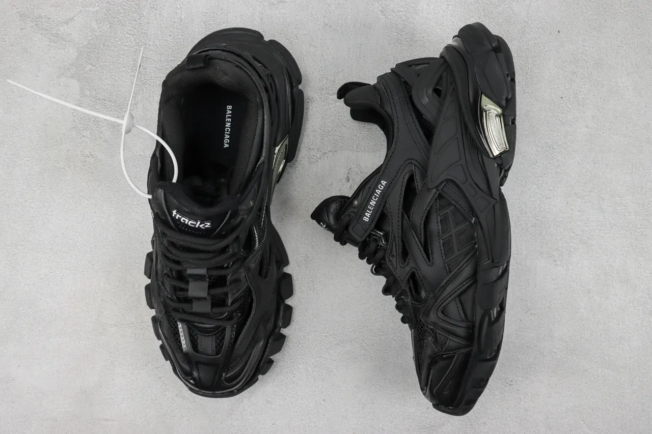Balenciaga Track Trainer Chaussures épaisses monochromes noires 3