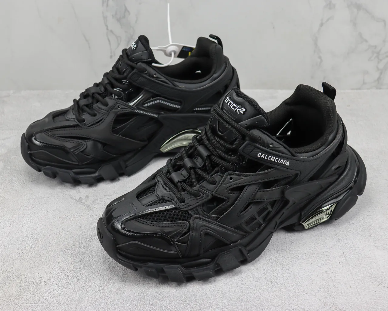 Balenciaga Track Trainer Chaussures épaisses monochromes noires 4