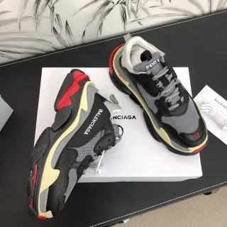 Balenciaga Triple S Black Gray Red Cream Chunky Sneakers