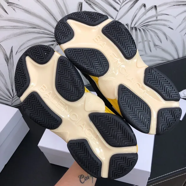 Balenciaga Triple S Black Yellow Chunky Sneakers 3