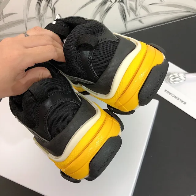 Balenciaga Triple S Black Yellow Chunky Sneakers 4