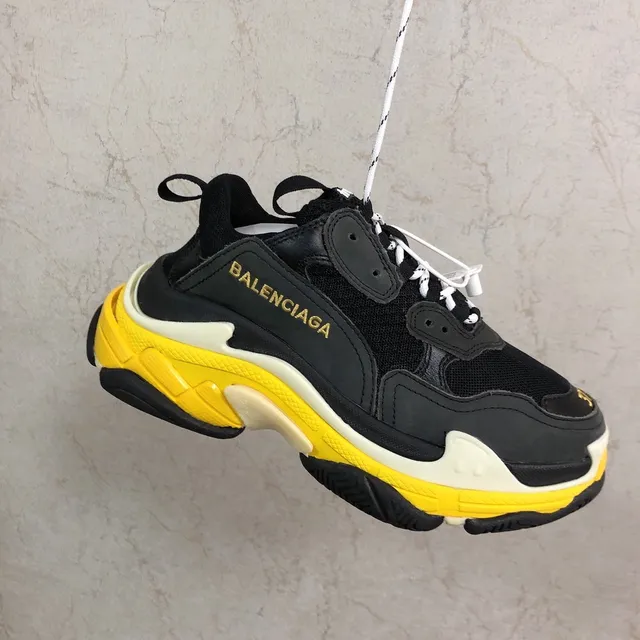 Balenciaga Triple S Black Yellow Chunky Sneakers 5