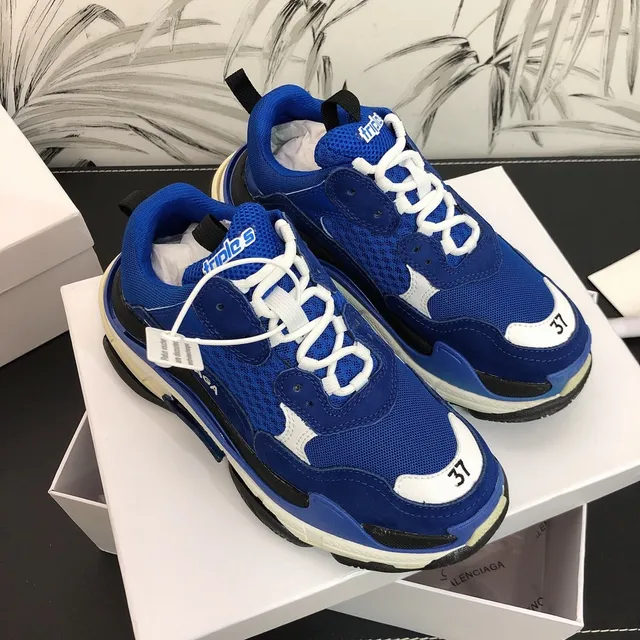 Balenciaga Triple S Runner Chaussures Chunky Bleu Blanc Noir 2