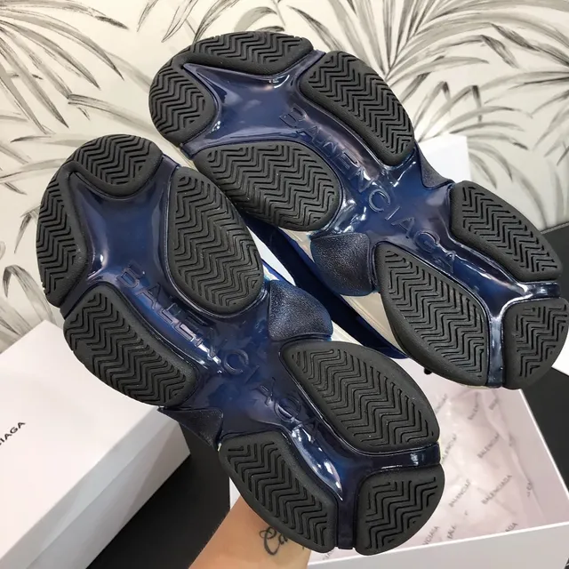 Balenciaga Triple S Runner Chaussures Chunky Bleu Blanc Noir 3