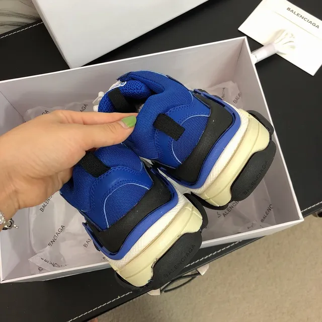 Balenciaga Triple S Runner Chaussures Chunky Bleu Blanc Noir 4