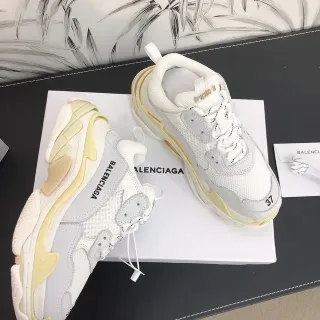 Balenciaga Triple S White Gray Yellow Chunky Sneakers