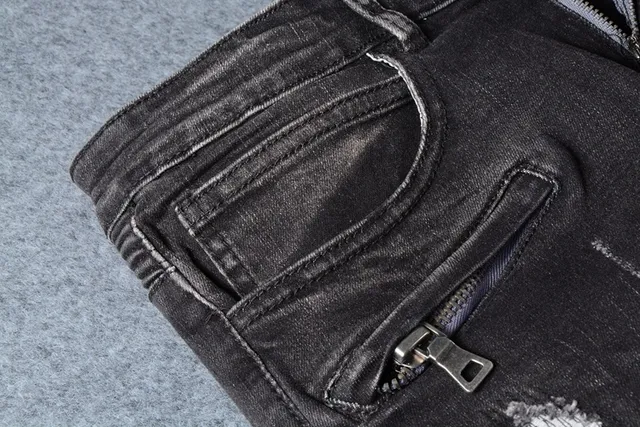 Balmain Distressed Slim-Tapered Charcoal Jeans 10