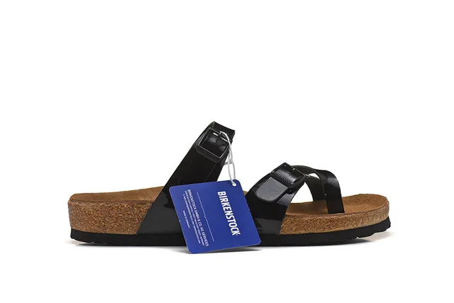 Birkenstock Arizona चमकदार काला पैटेंट कैजुअल सैंडल्स 2