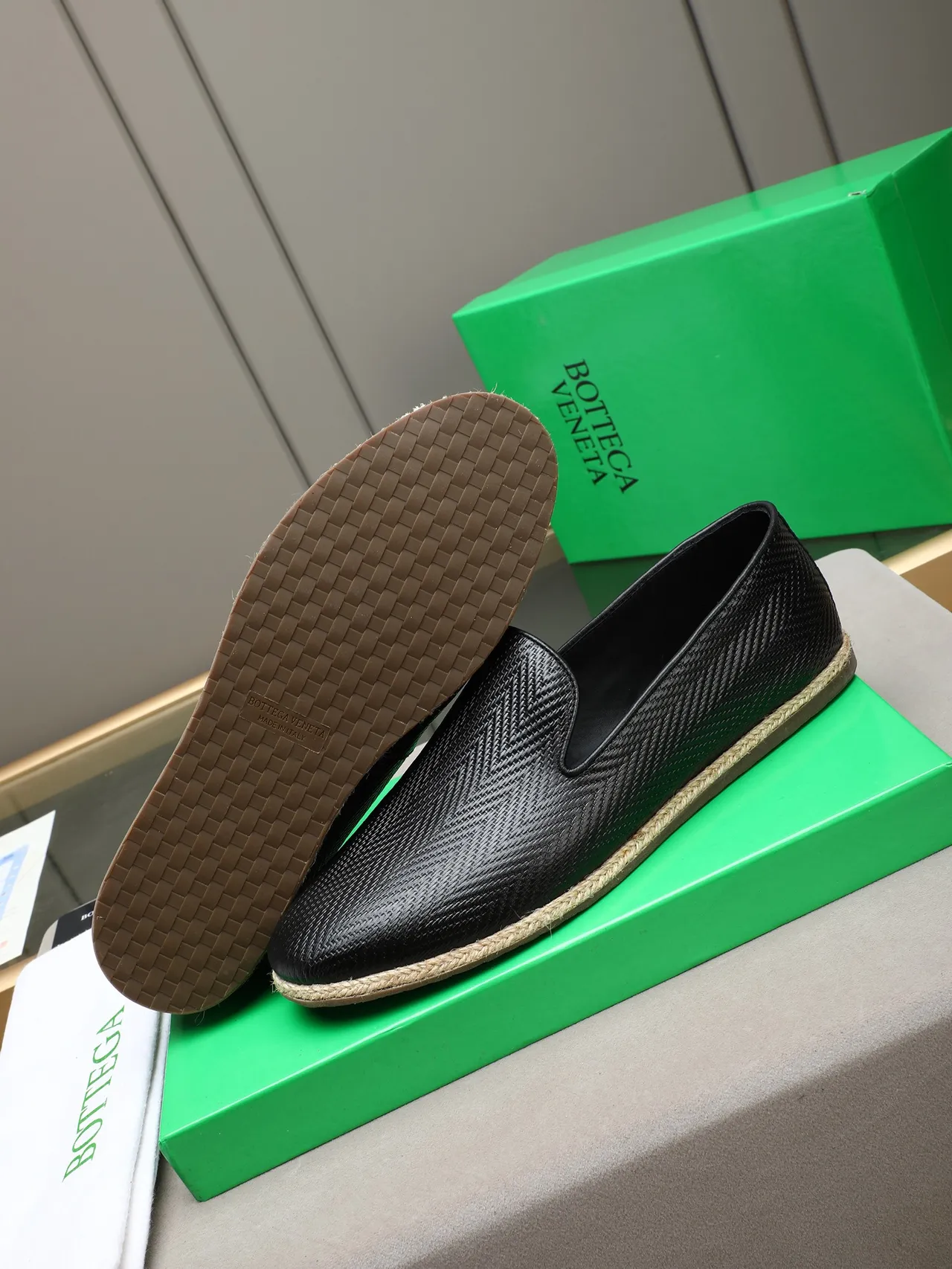 Bottega Veneta Andiamo Woven Leather Black Loafer 4