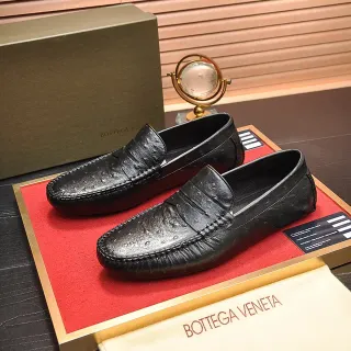 Bottega Veneta Penny Loafer Black Textured Leather Slip-On Loafers