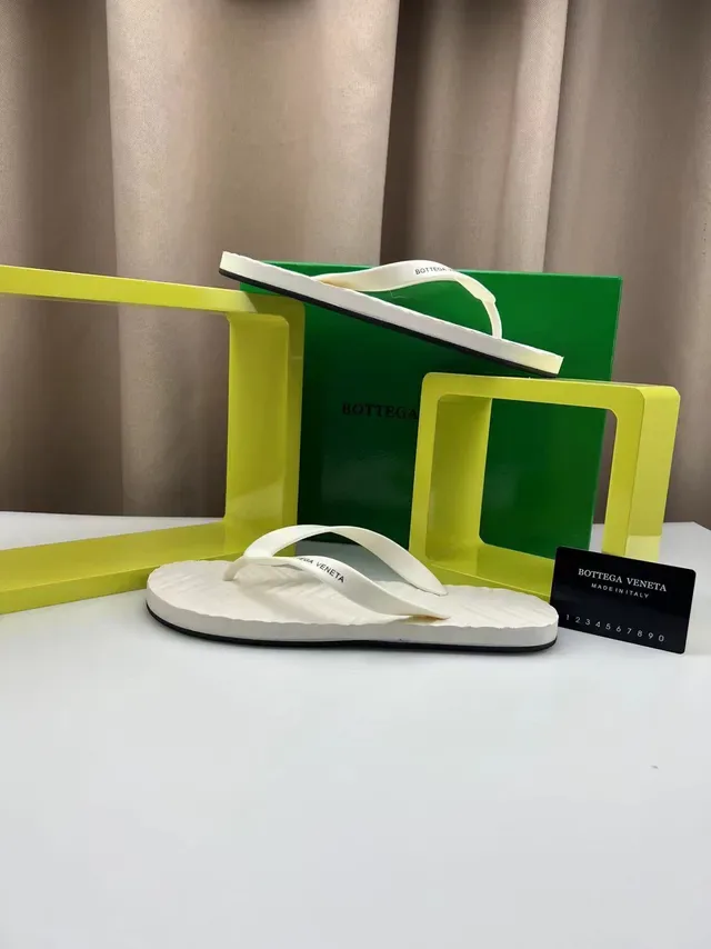 Bottega Veneta White Embossed Thong Slippers 3