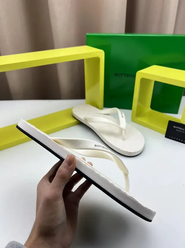 Bottega Veneta White Embossed Thong Slippers 4
