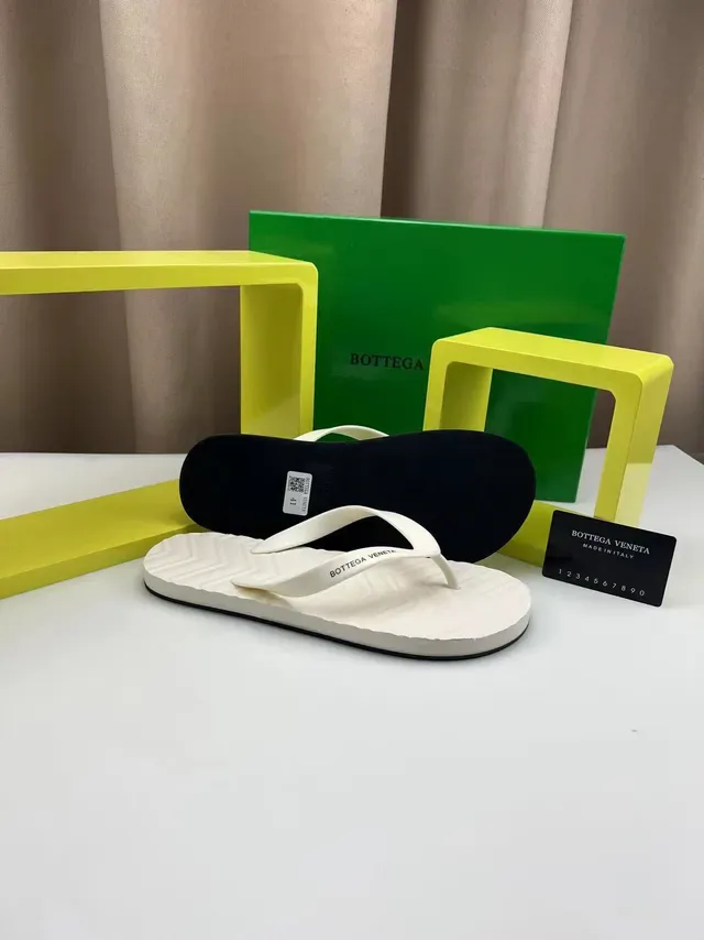 Bottega Veneta White Embossed Thong Slippers 5