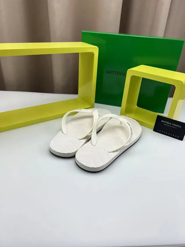 Bottega Veneta White Embossed Thong Slippers 6