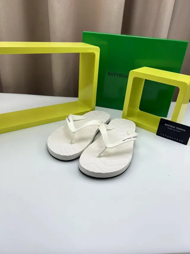 Bottega Veneta White Embossed Thong Slippers 7