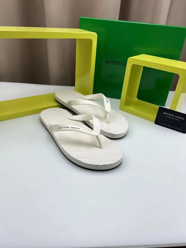 Bottega Veneta White Embossed Thong Slippers 8