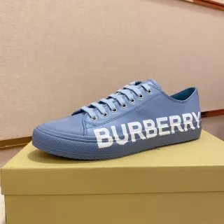 Burberry أزرق أبيض low-top مطبوع الشعار على الجانب أحذية رياضية lifestyle