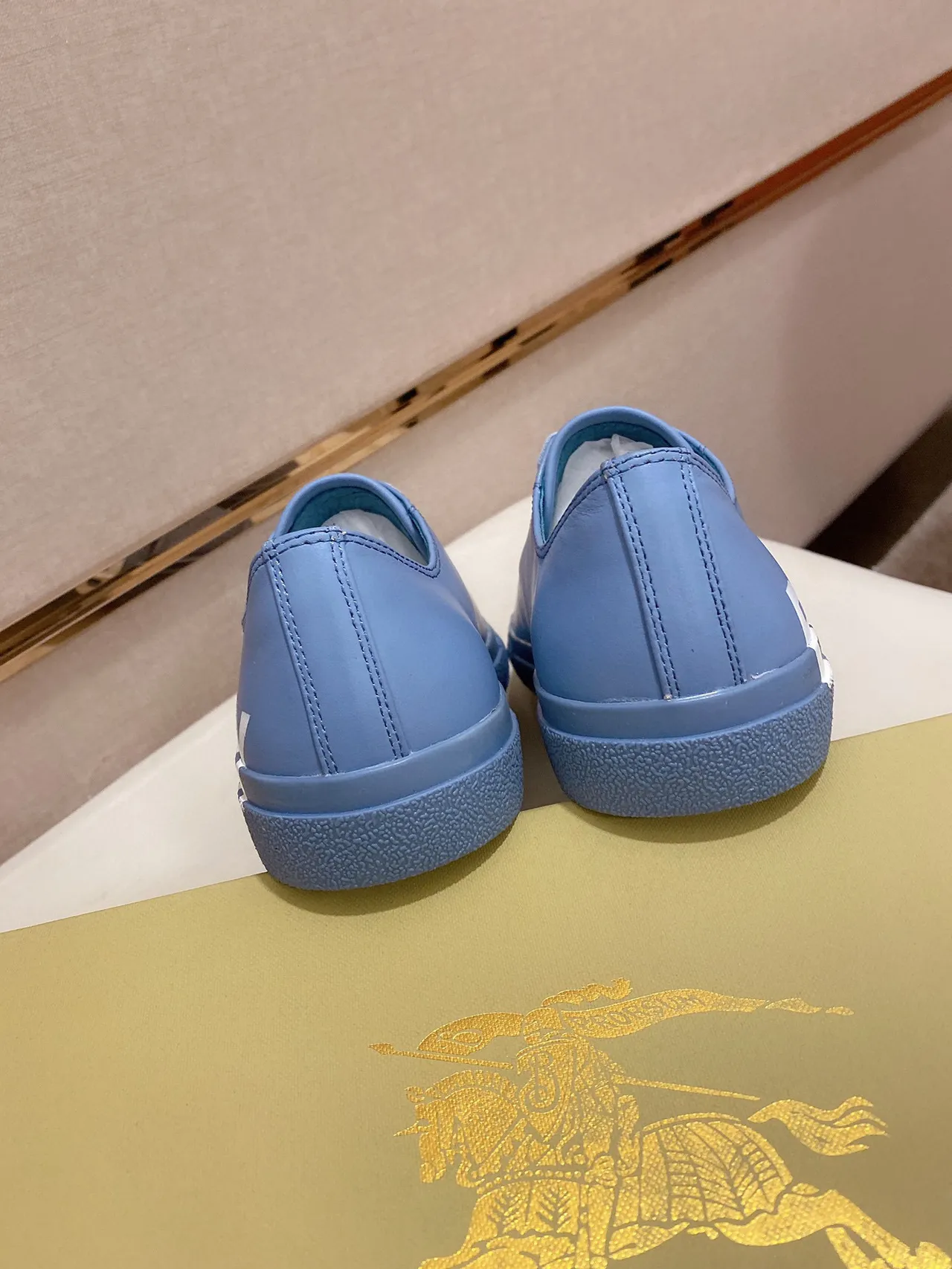 Burberry Blue White Low-Top Logo-Print Side Lifestyle Sneakers 3