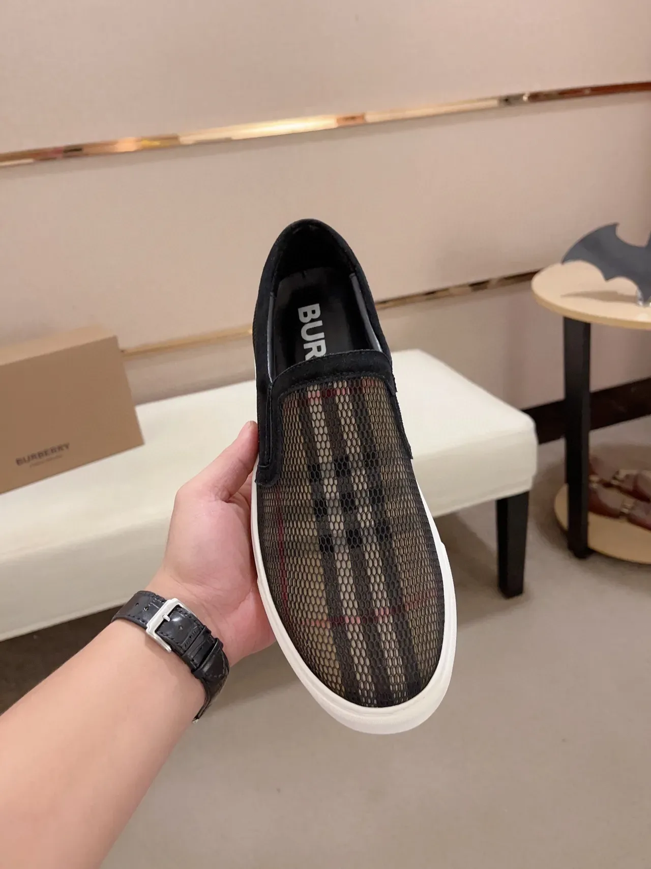 Burberry Check Malla Slip-On Lifestyle Zapalillas 2