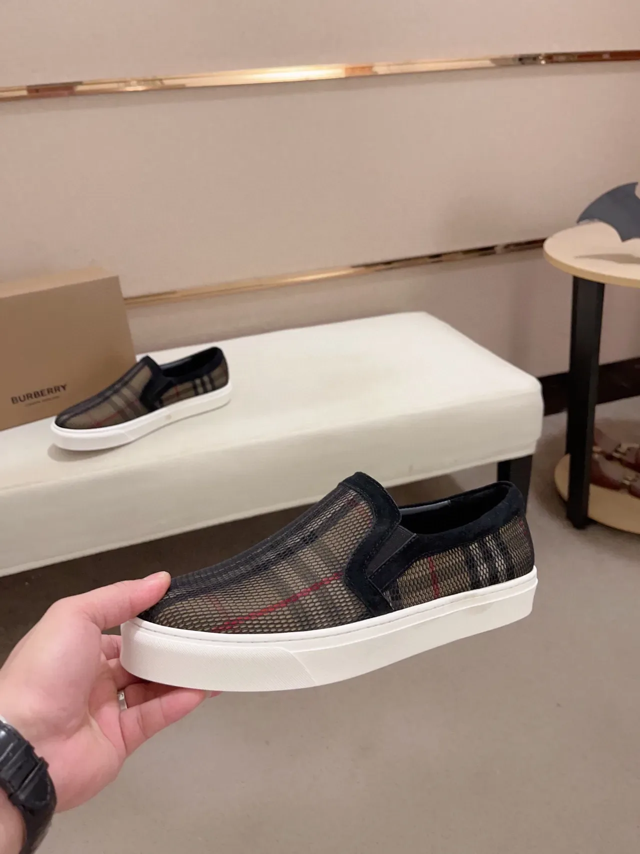 Burberry Check Malla Slip-On Lifestyle Zapalillas 3