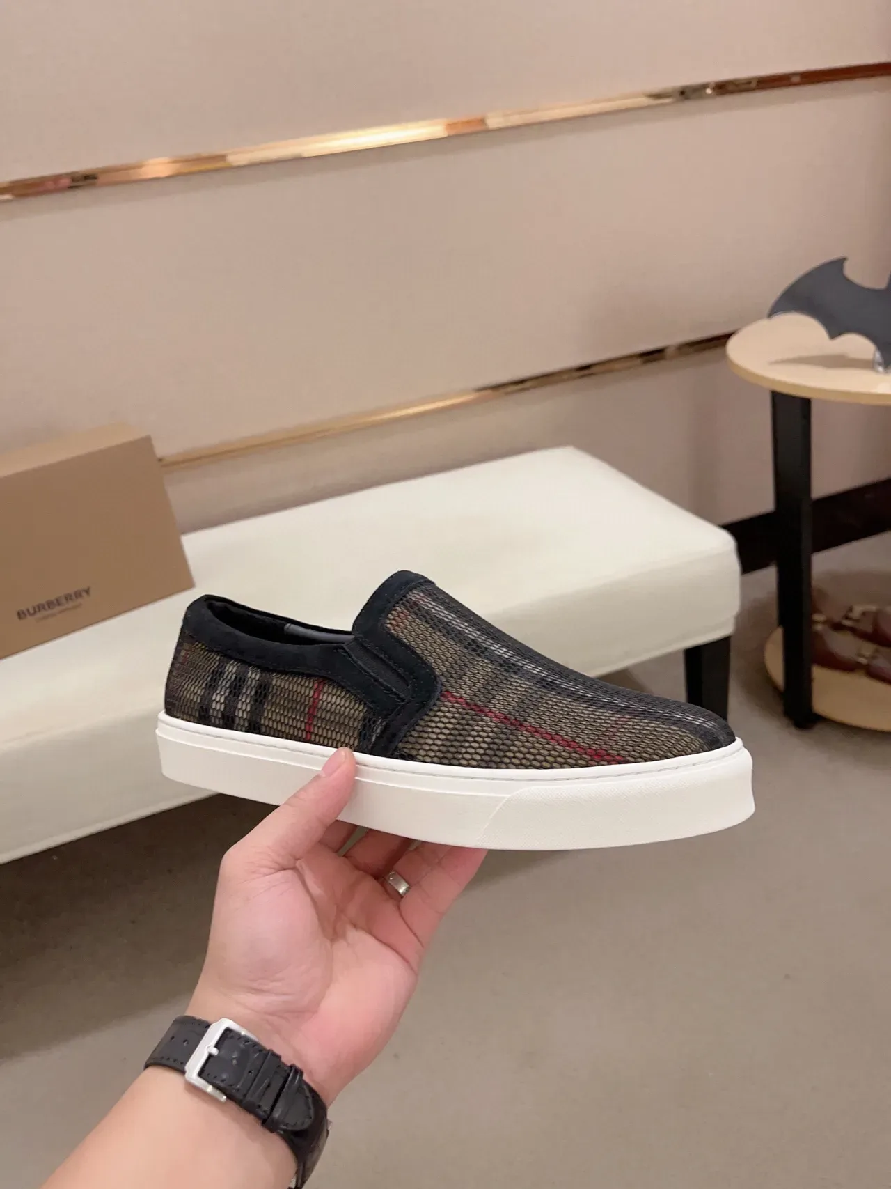 Burberry Check Malla Slip-On Lifestyle Zapalillas 4