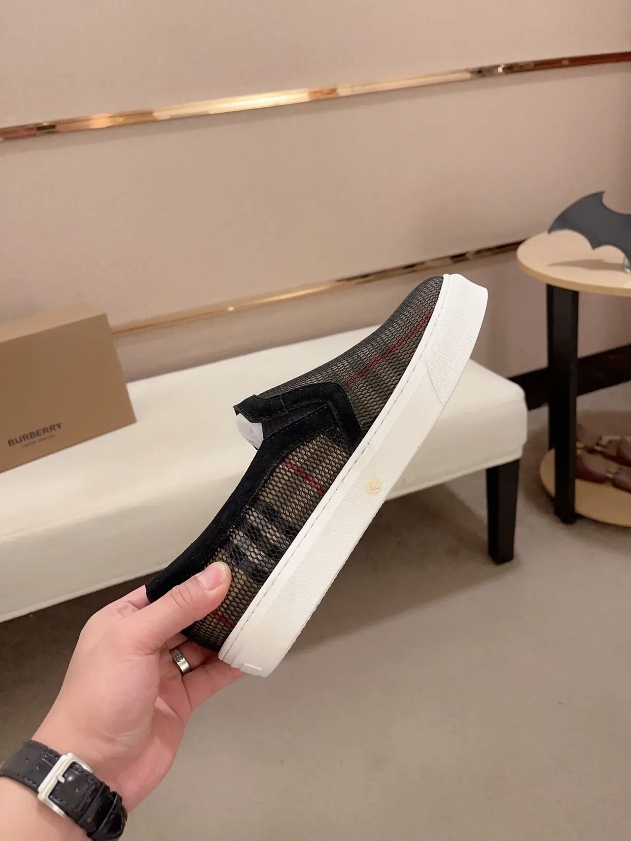 Burberry Check Malla Slip-On Lifestyle Zapalillas 5