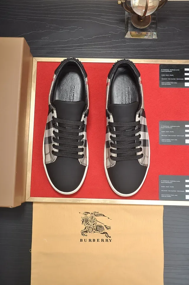 Burberry xadrez preto e bege lifestyle sneakers 4