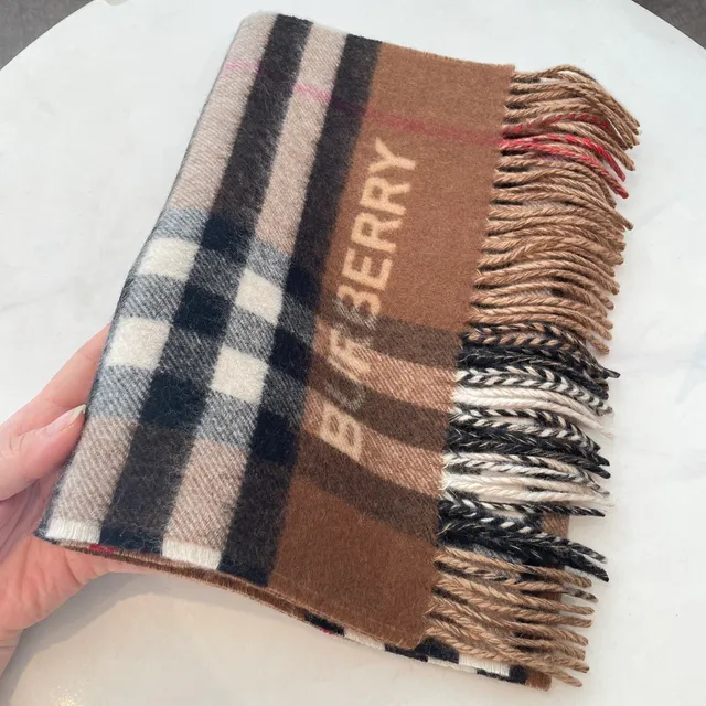 Burberry Classic Check Cachecol Marrom Bege Preto Branco Cashmere 4