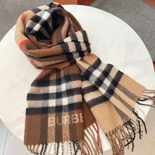 Burberry Classic Check Cachecol Marrom Bege Preto Branco Cashmere 5