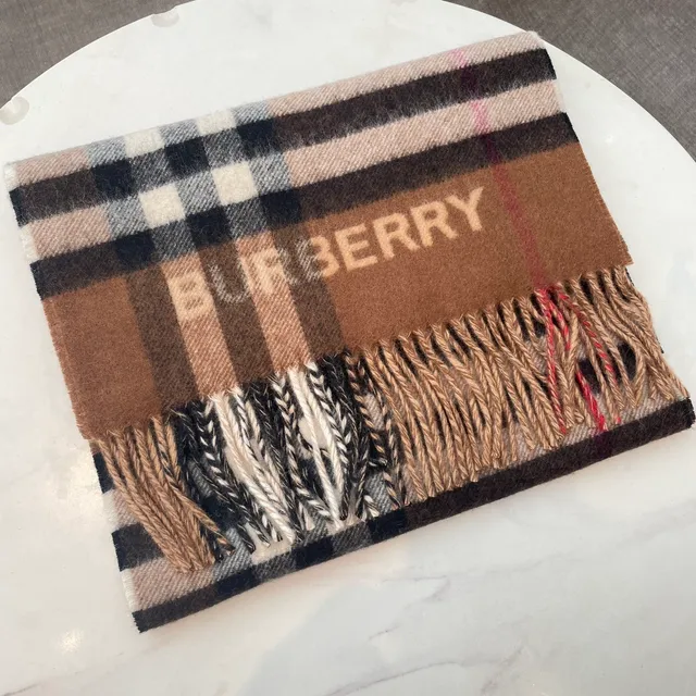 Burberry Classic Check Cachecol Marrom Bege Preto Branco Cashmere 8