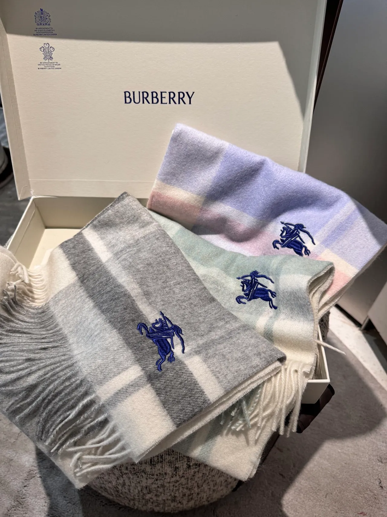 Burberry Caballero Cuadros Cachemira Bufanda 3