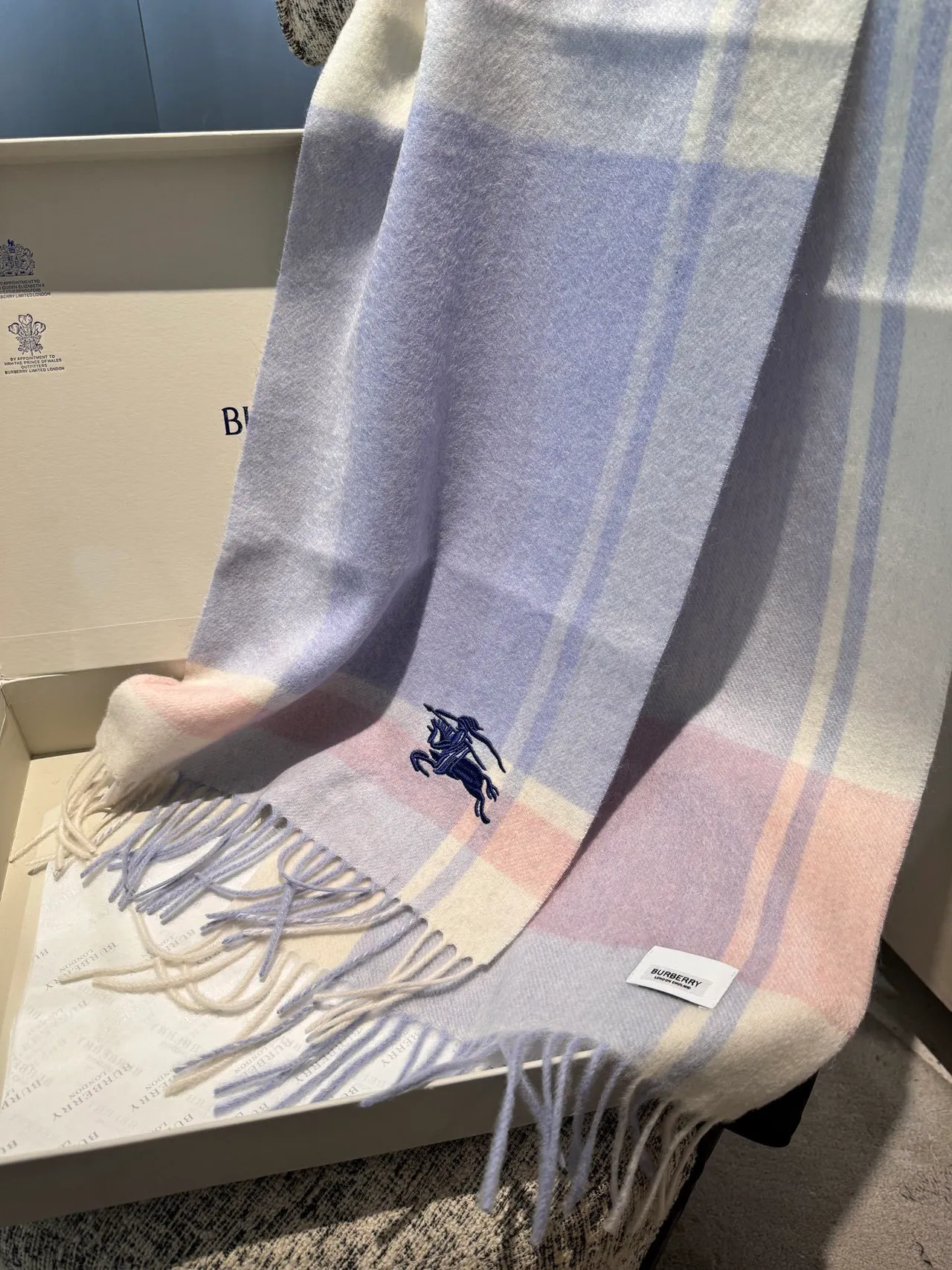 Burberry Caballero Cuadros Cachemira Bufanda 7