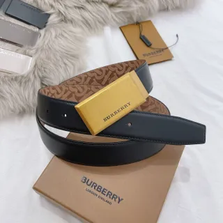 Burberry Knight reversible Monogram Cinturón de cuero negro