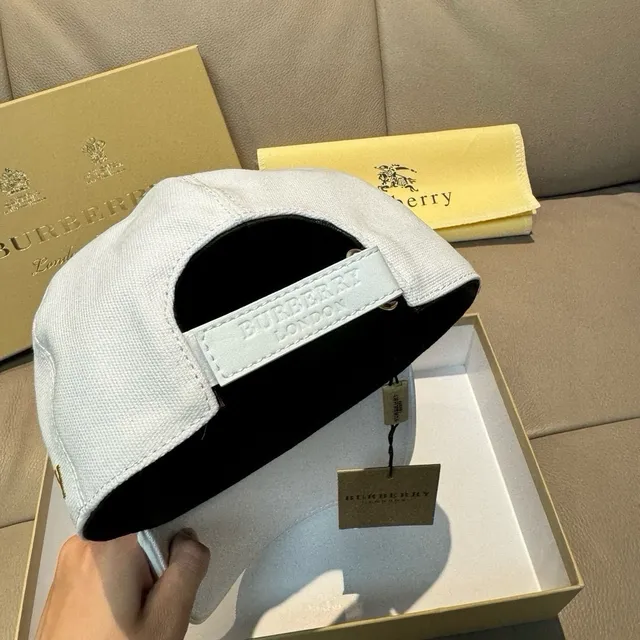 Burberry Monogram Embroidered Off-White Baseball Cap 2