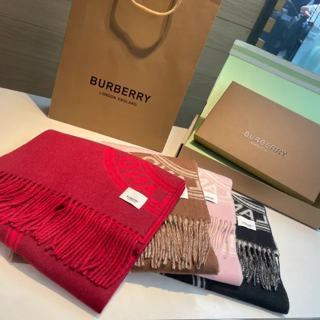 Burberry Monogram Red Cashmere Scarf 3