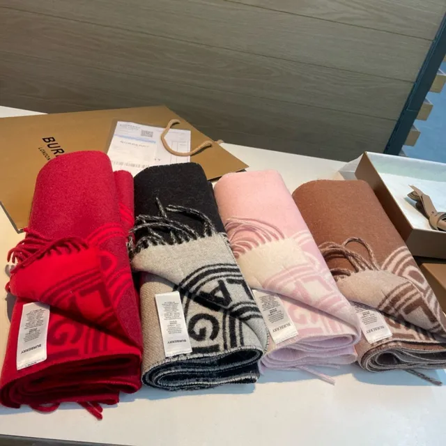 Burberry Monogram Red Cashmere Scarf 4