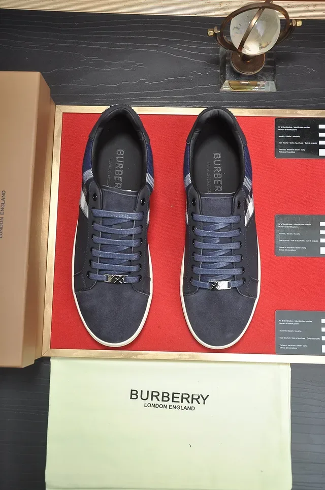 Burberry Navy Suede e House Check Lifestyle Sneakers 3