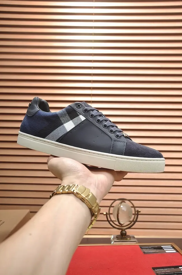 Burberry Navy Suede e House Check Lifestyle Sneakers 4