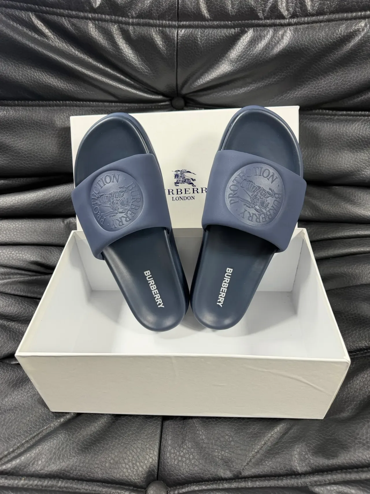 Burberry Slide Navy Blue Molded Rubber Slippers 3