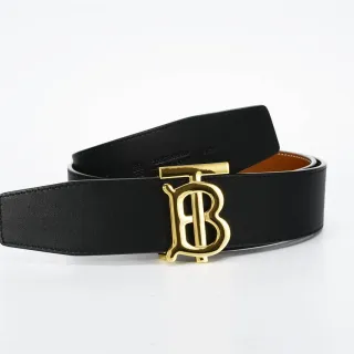 Burberry TB حزام جلد أسود و بني