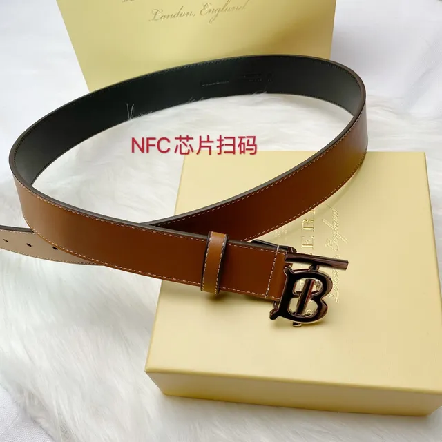 Burberry TB Cinturón Marrón Negro Interlocking Monogram Hebilla Suave Tan Cuero Cinturón 4
