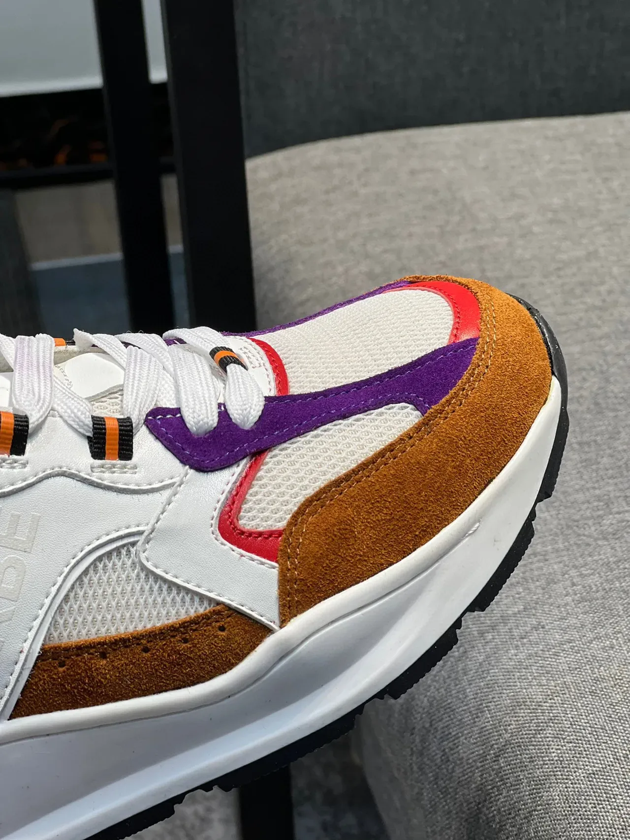 Burberry White Purple Midsole Multi-Panel Suede And Mesh Upper Chunky Sneakers 4