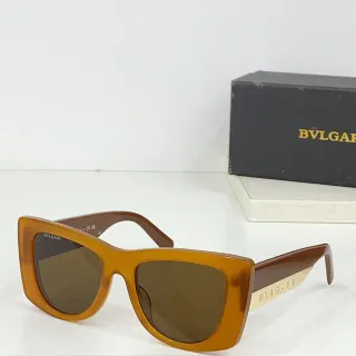 Bvlgari Amber-Brown Rectangular Cat-Eye Sunglasses