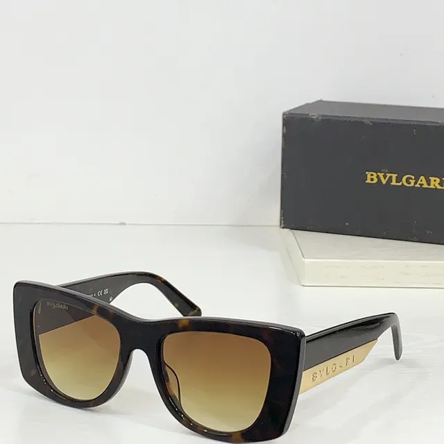 Bvlgari Marron-Ambre rectangulaire yeux de chat lunettes de soleil 5
