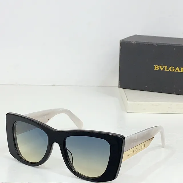 Bvlgari Marron-Ambre rectangulaire yeux de chat lunettes de soleil 7
