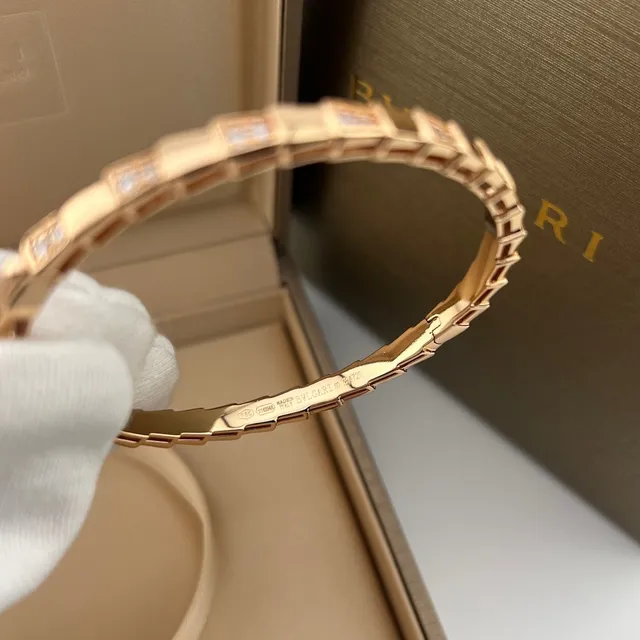 Bvlgari B.zero1 Gold Silver Segmented Block-Link Pavé-Set Stones Bracelet 2