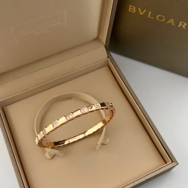 Bvlgari B.zero1 Gold Silver Segmented Block-Link Pavé-Set Stones Bracelet 4
