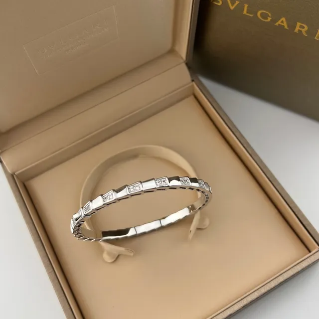 Bvlgari B.zero1 Gold Silver Segmented Block-Link Pavé-Set Stones Bracelet 5