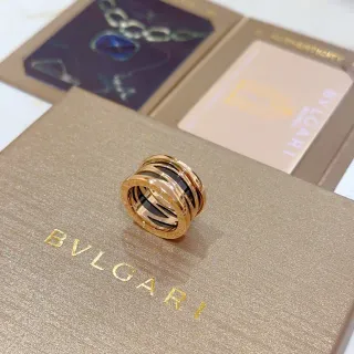 Bvlgari B.zero1 Multi-Band Black Inlay Gold-Tone Ring